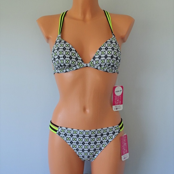 Hula Honey Other - Hula Honey 2Pc Junior Geo Print Push Up Bikini Set